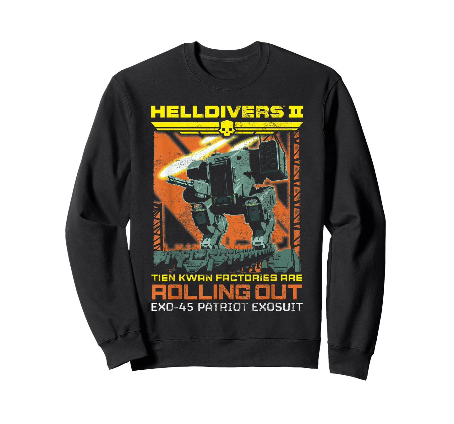 Helldivers 2 Exo-45 Patriot Exosuit Vintage Ad Video Game T-Shirt