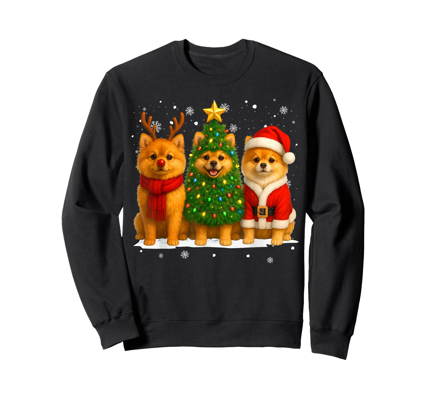 Retro Christmas Pomeranian Santa Reindeer Dog Lover T-Shirt