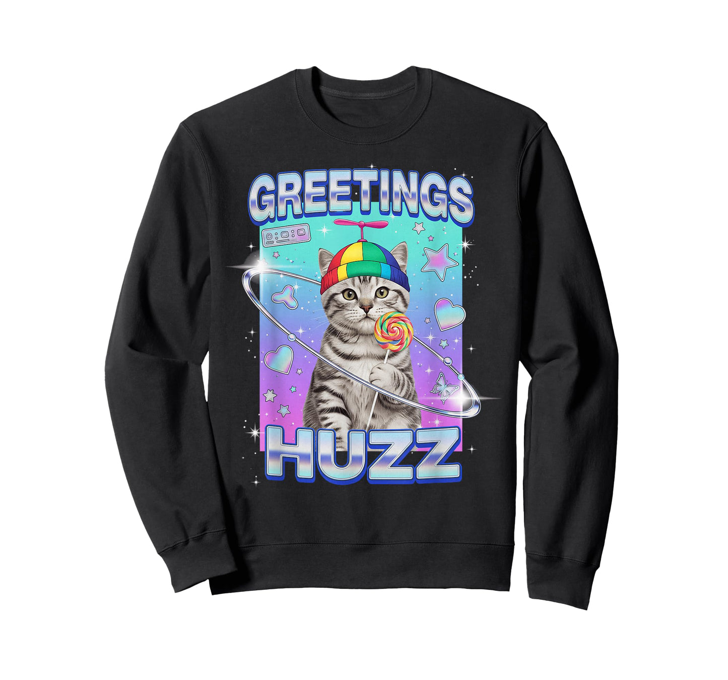 Funny Cat Meme Greetings Huzz Cat Brainrot Gen Alpha Slang T-Shirt