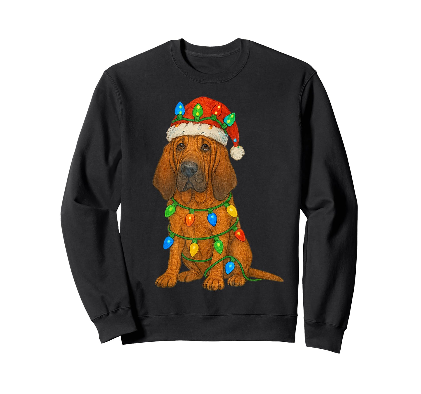 Bloodhound Christmas Lights Dog Lover Xmas Pajama T-Shirt
