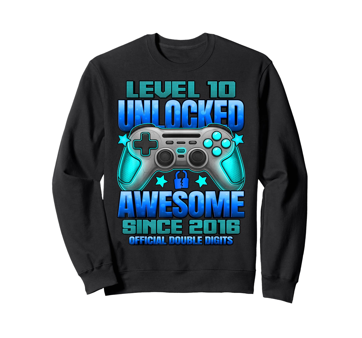 Official Double Digits Level 10 Unlocked 10th Birthday Boy T-Shirt
