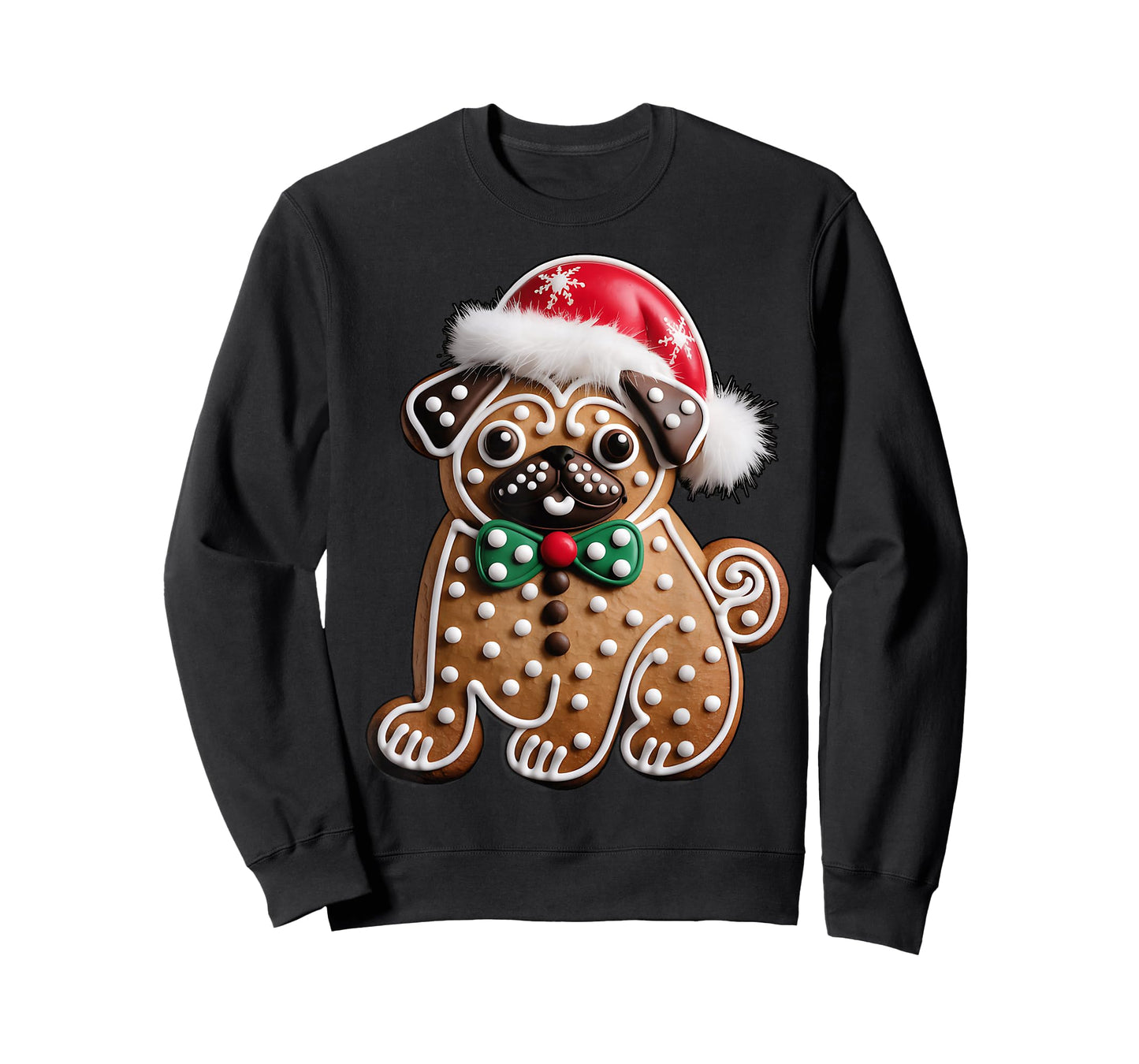 Funny Gingerbread Pug Christmas Womens Mens Kids Boys T-Shirt