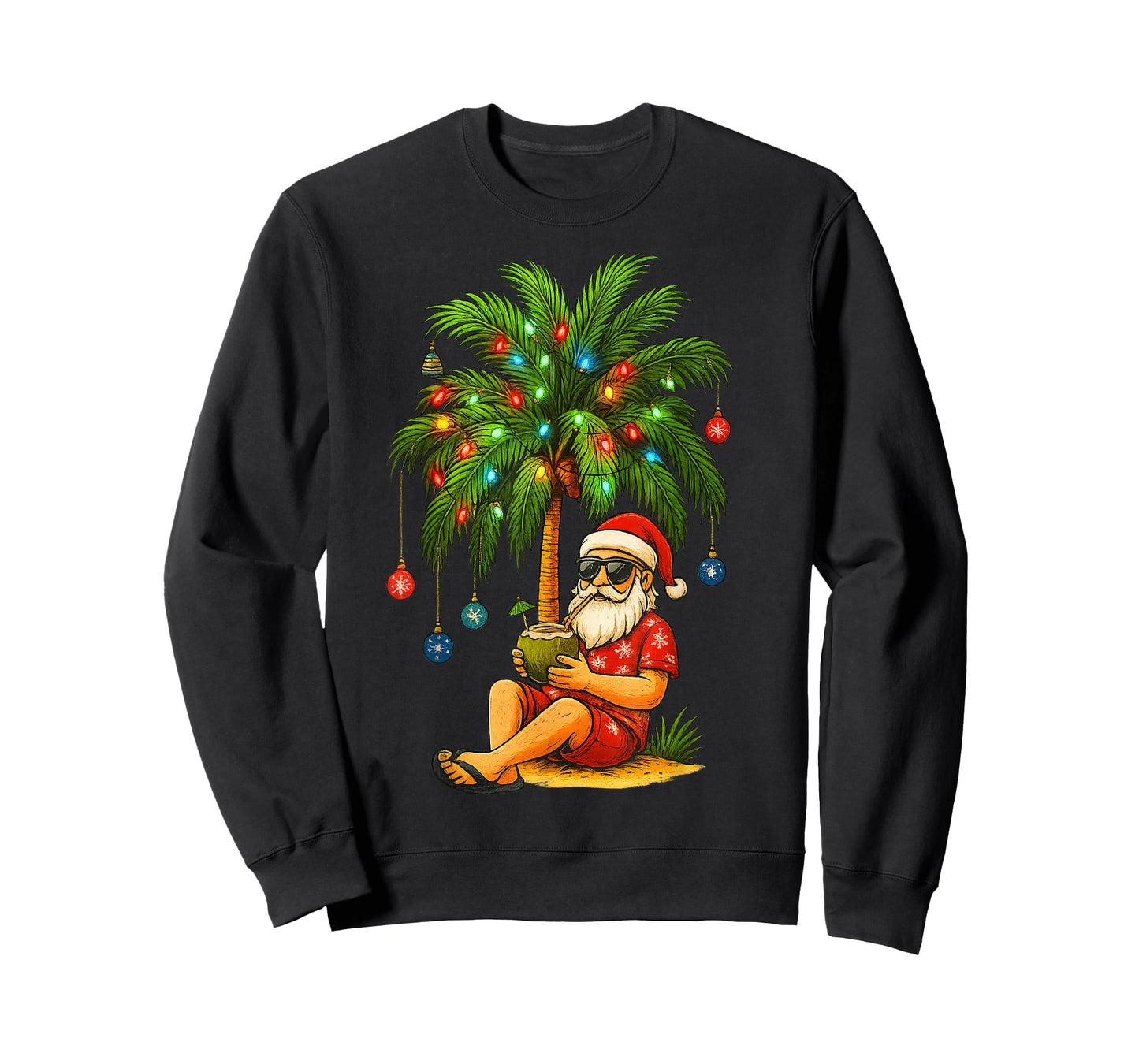 Funny Tropical Santa Christmas Tree Gifts for Men Women Kid T-Shirt