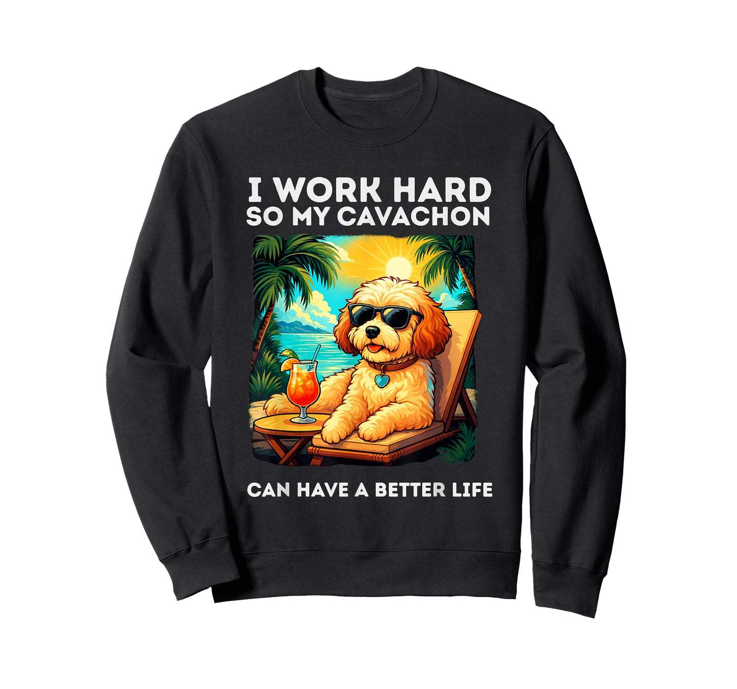 Funny Cavachon Dog I Work Hard Design Cavachon Lovers T-Shirt
