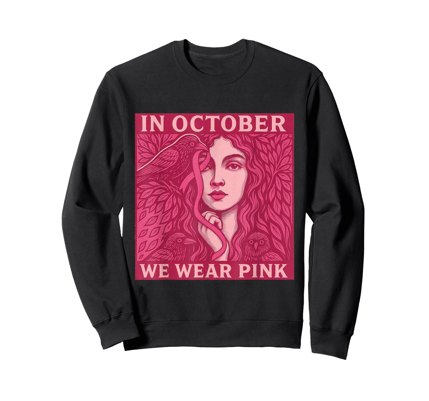 in October We Wear Pink Ribbon Retro Poster Art Shirt Womens T-Shirt