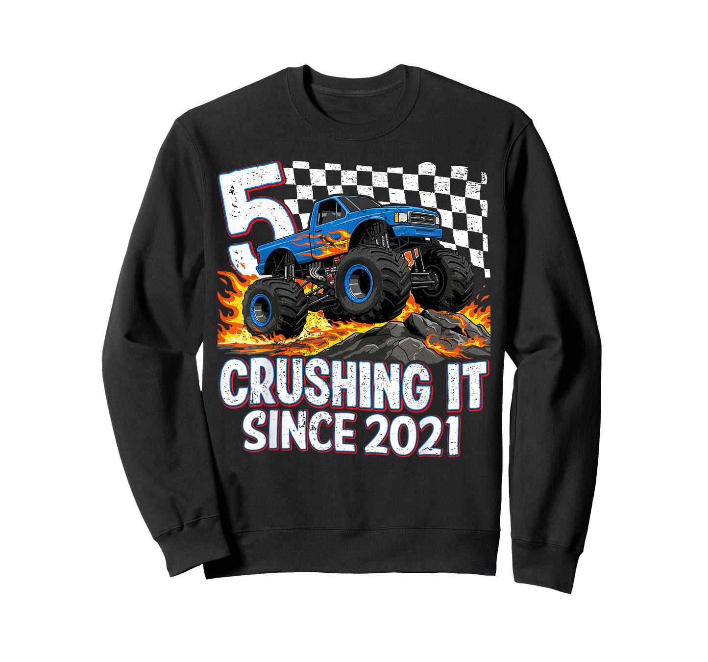 5th Birthday Monster Truck 5 Year Old Boys Party Born 2021 T-Shirt