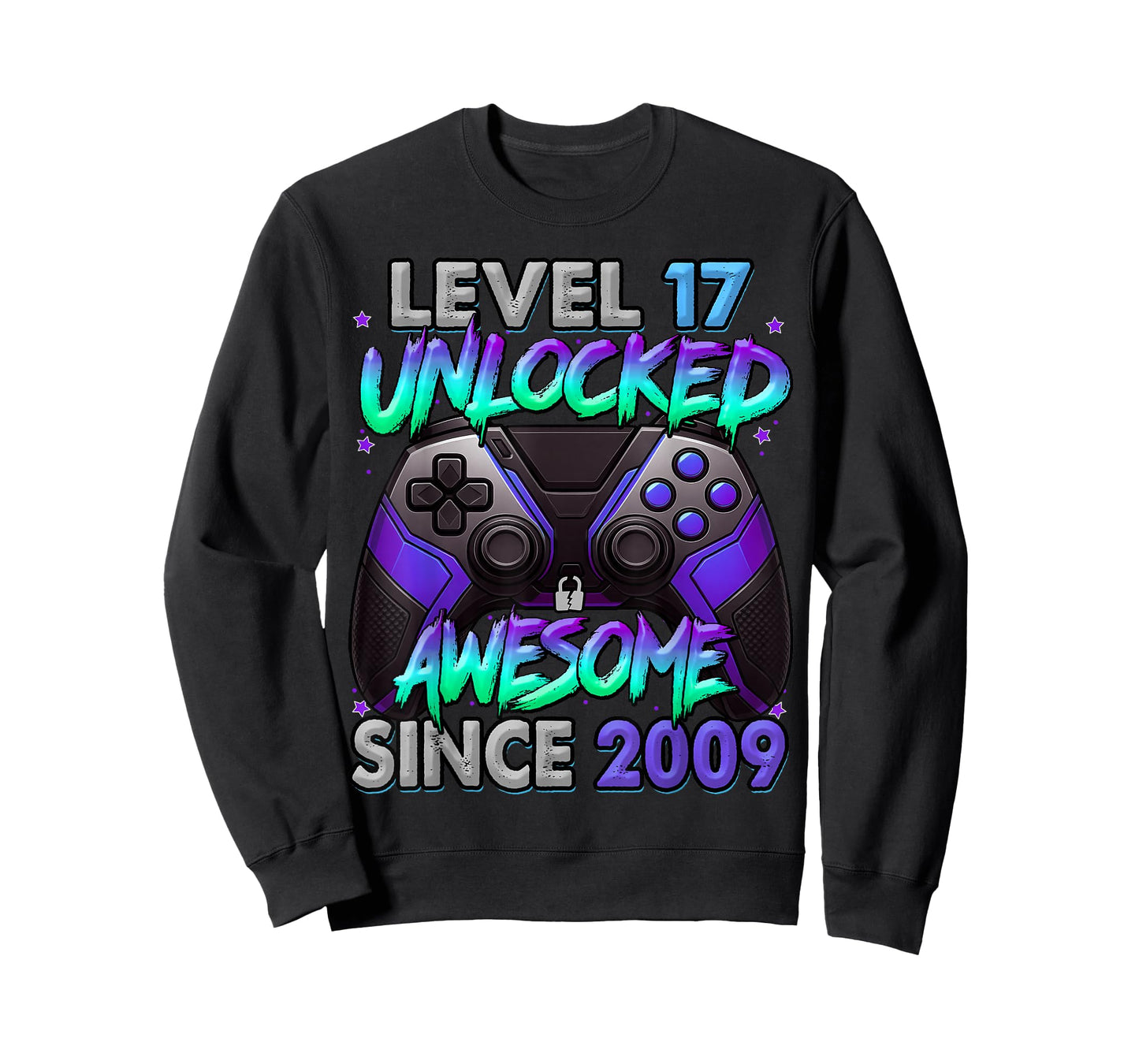Level 17 Unlocked Awesome Since 2009 17th Birthday Gaming T-Shirt