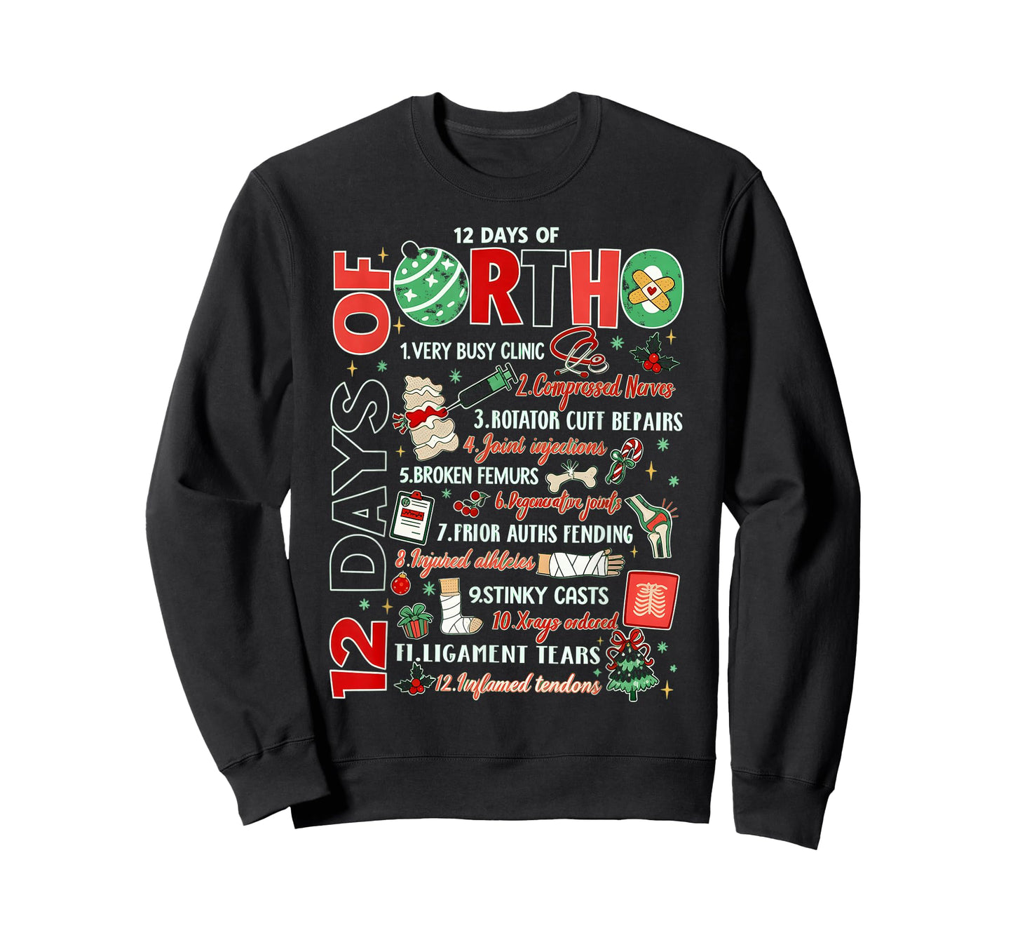 12 Days of Ortho Christmas Orthopedic Nurse Nursing Matching T-Shirt