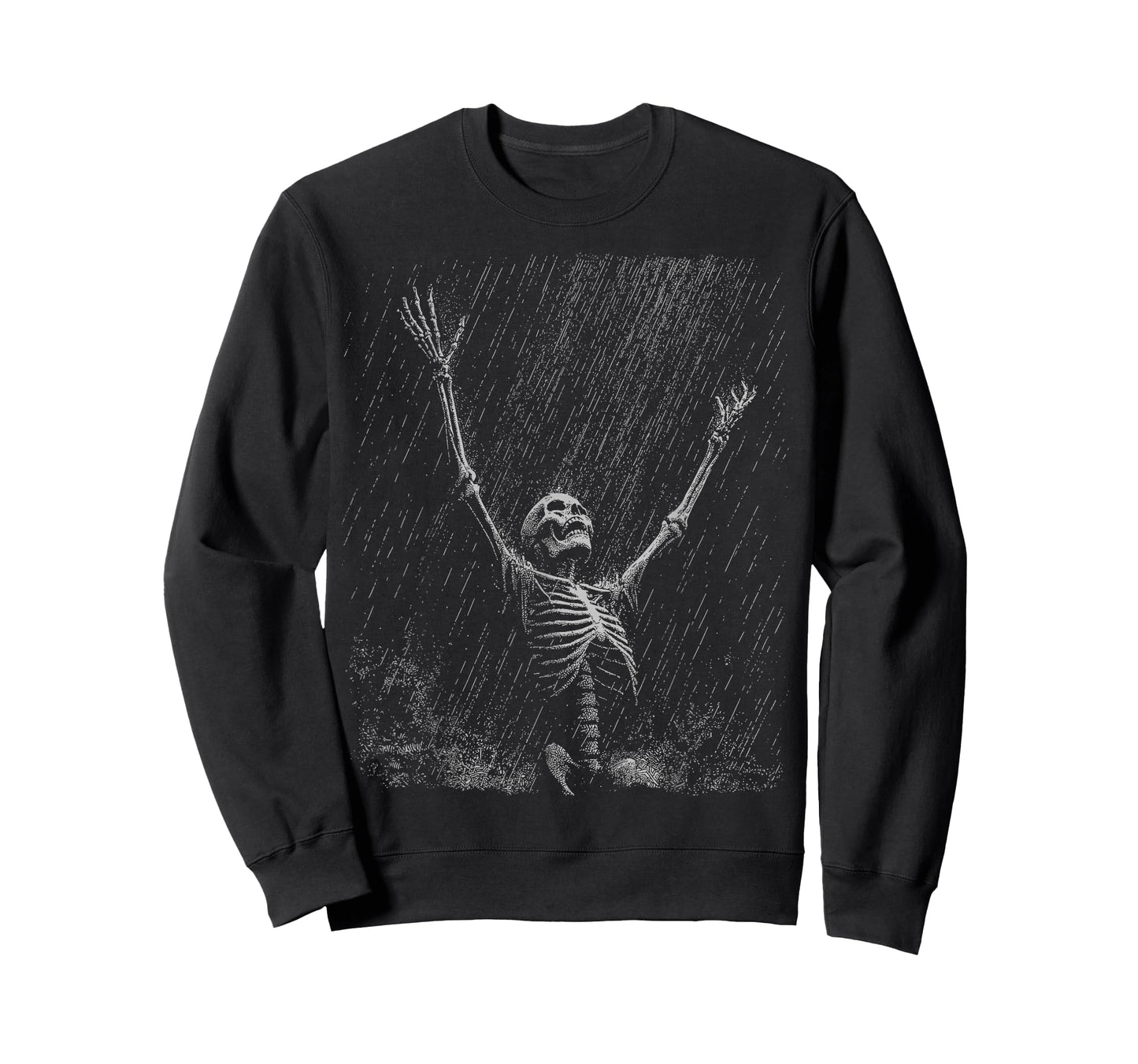 Skeleton Rain Goth Emo Dad Vintage Graphic T-Shirt