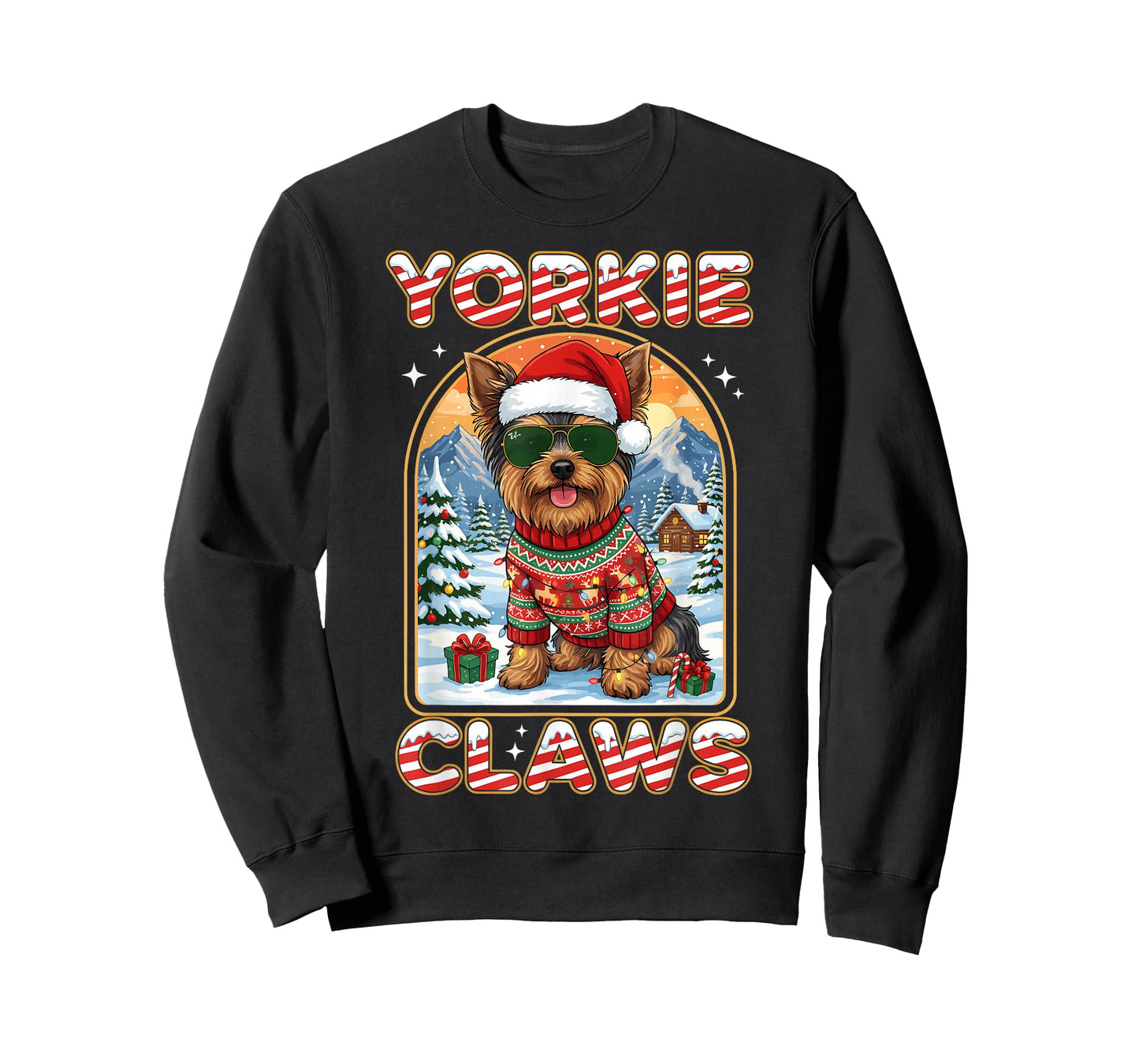 Christmas Santa Yorkie Claws Dog Owner Yorkshire Terrier T-Shirt