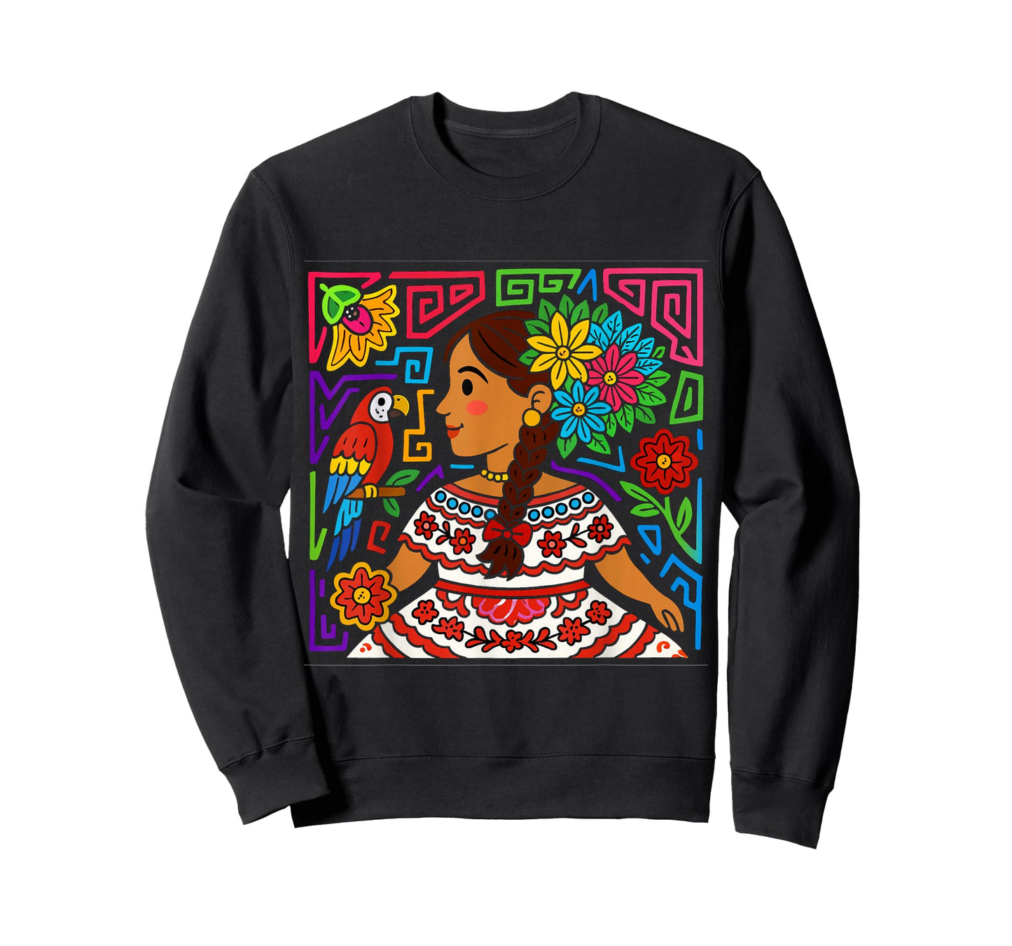 Colorful Pollera Girl Mola Inspired Design - Panama T-Shirt