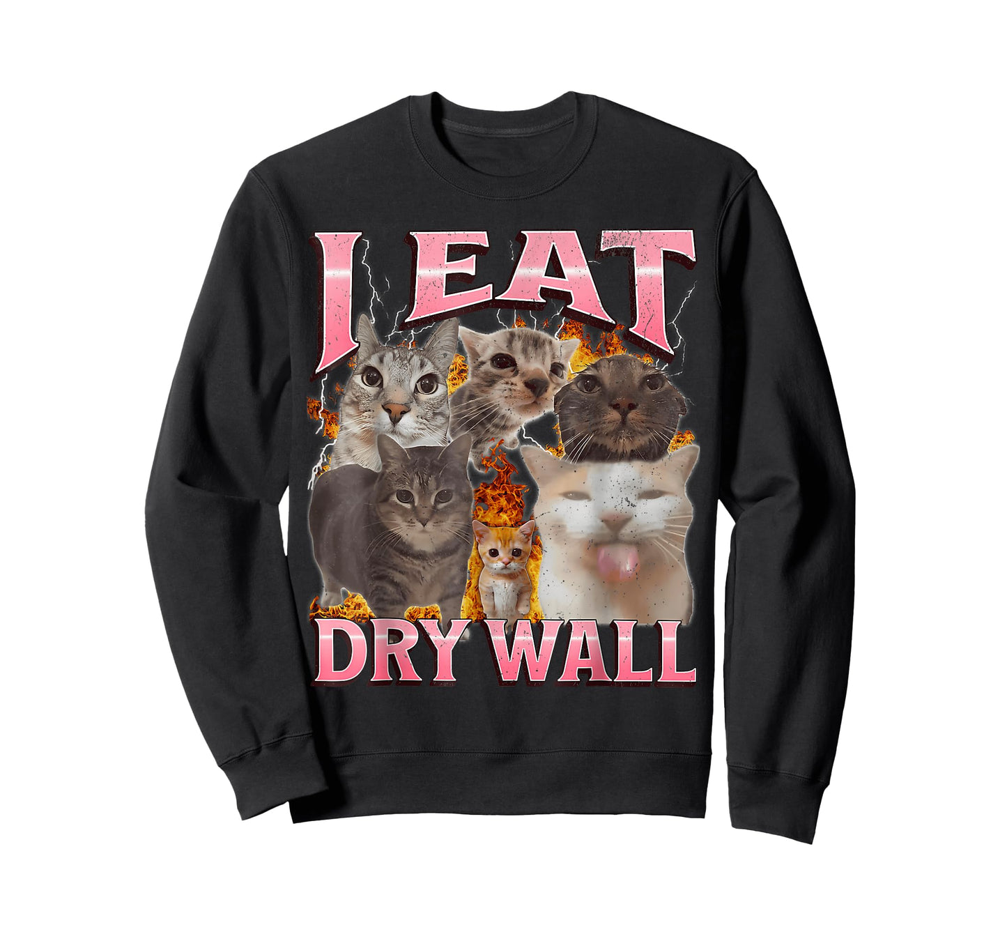 I Eat Cement Funny Cat Meme Bootleg Graphic T-Shirt