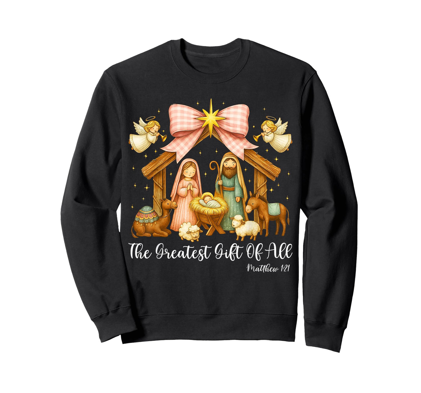The Greatest Gift of All Nativity Scene Christian Christmas T-Shirt