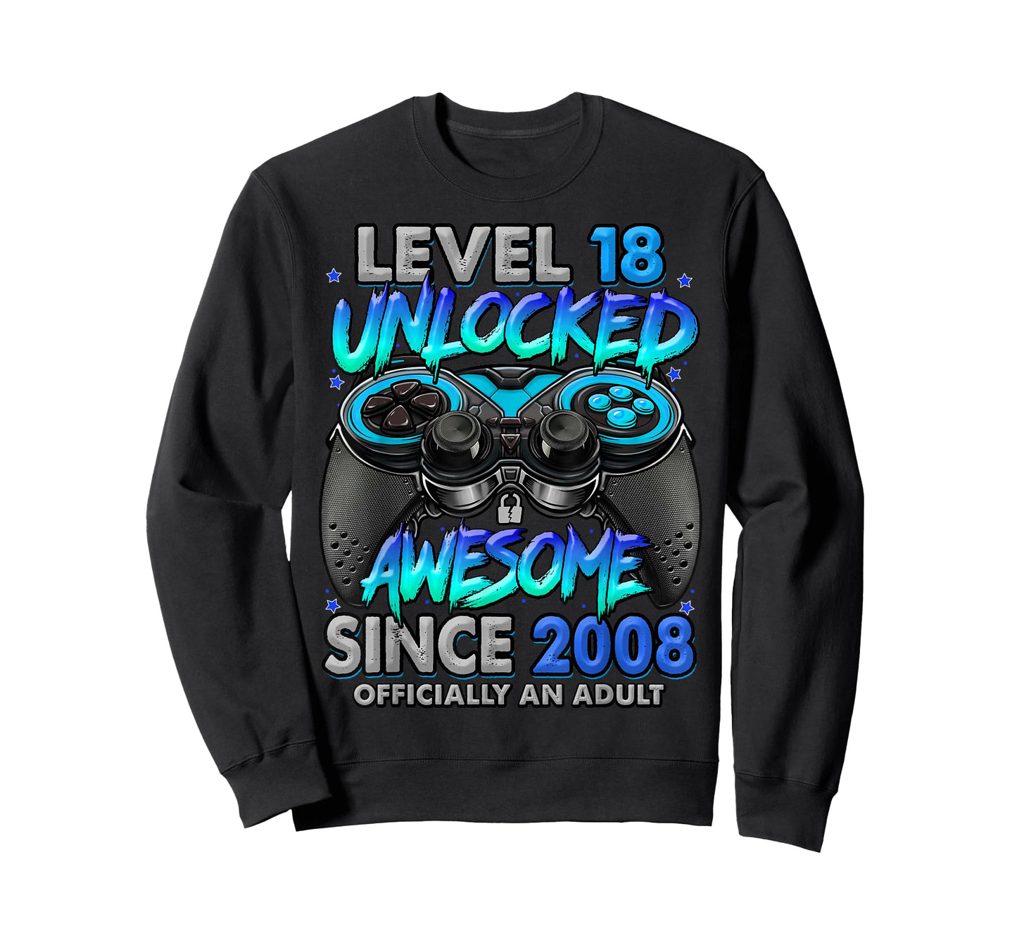 Level 18 Unlocked Awesome Since 2008 18th Birthday Gaming T-Shirt