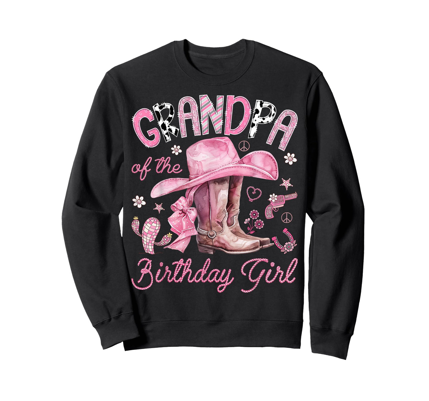 Grandpa of The Birthday Girl Pink Cowgirl Western Rodeo T-Shirt