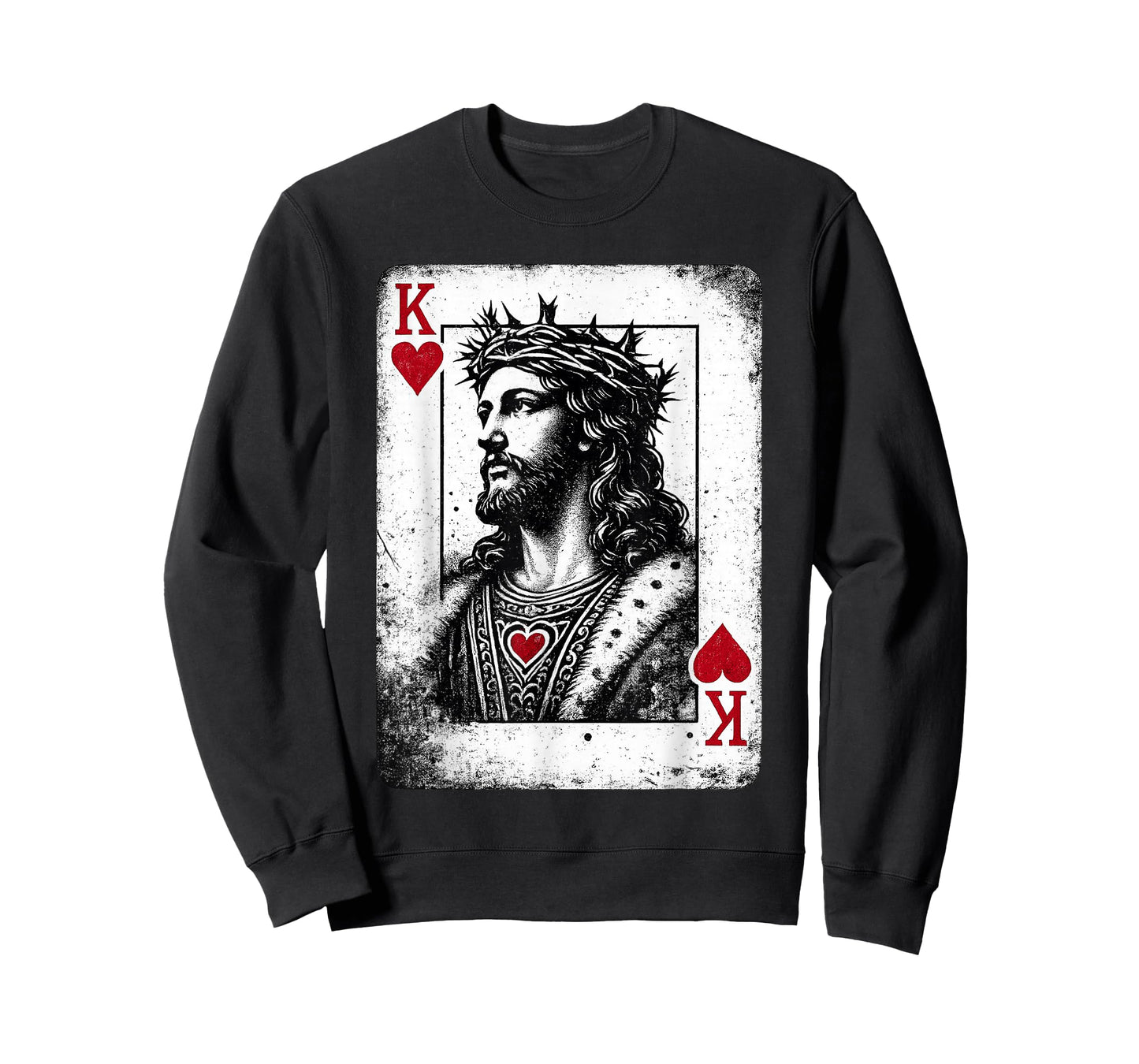 Jesus King of Hearts Retro Religious Card Game Lover T-Shirt