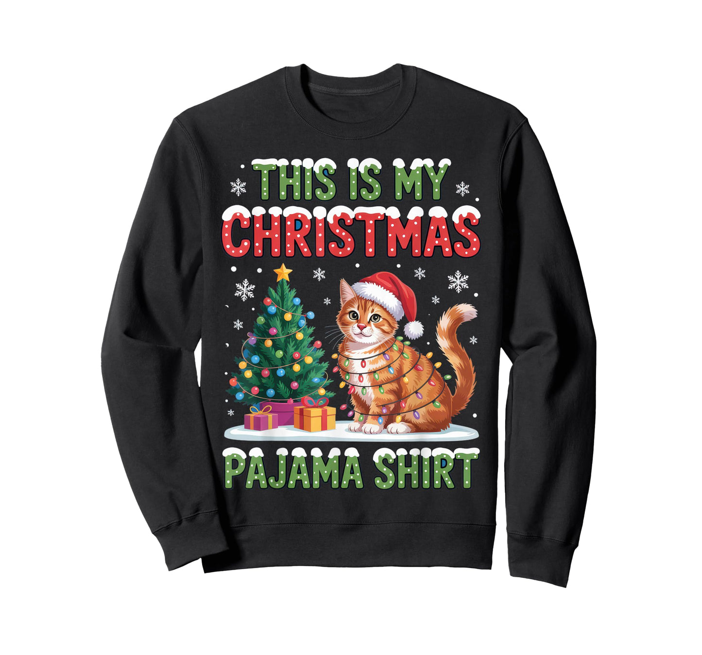 This is My Christmas Pajama Shirt Cat Lovers Holiday Fun T-Shirt