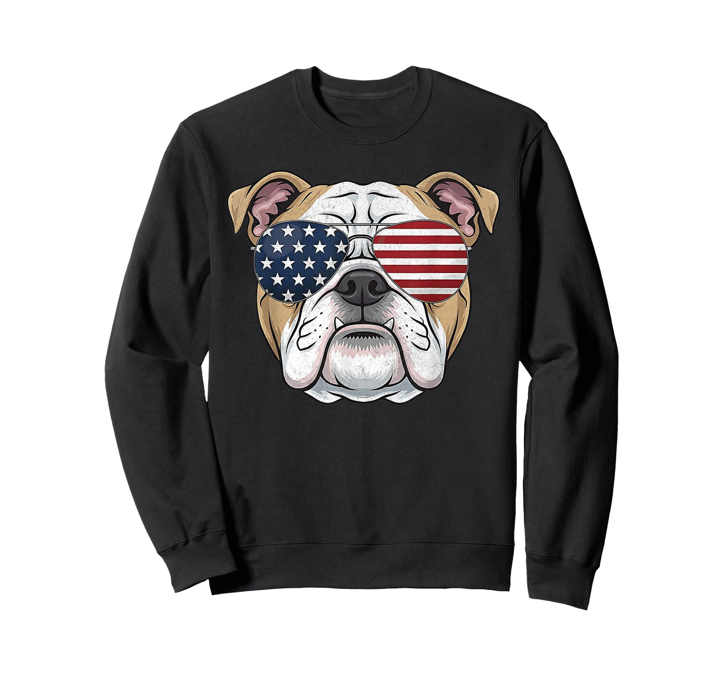 Bulldog Animal Graphic with USA Sunglasses T-Shirt