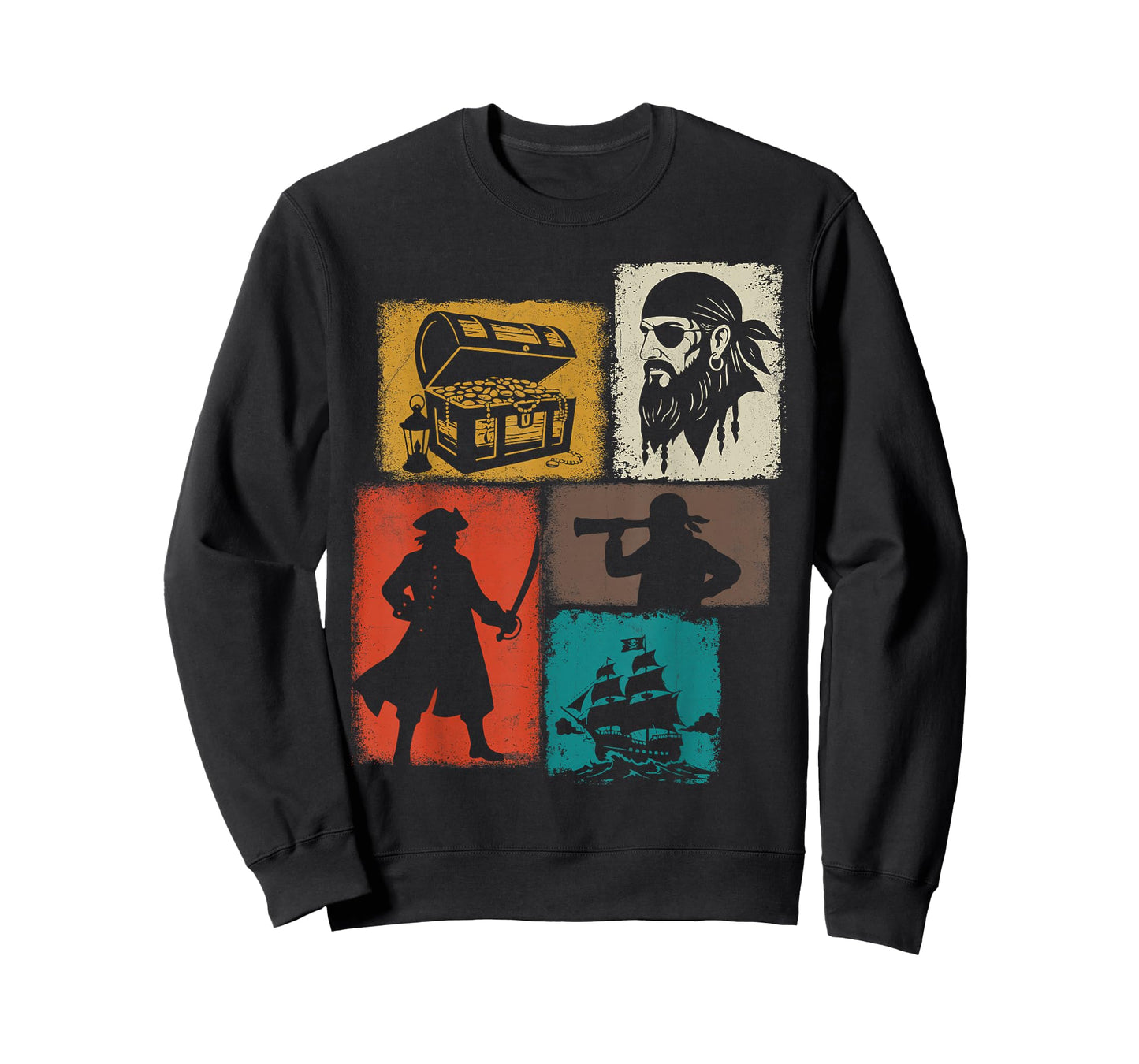 Pirate Vintage Collage Sailor Captain Treasure Hunter T-Shirt