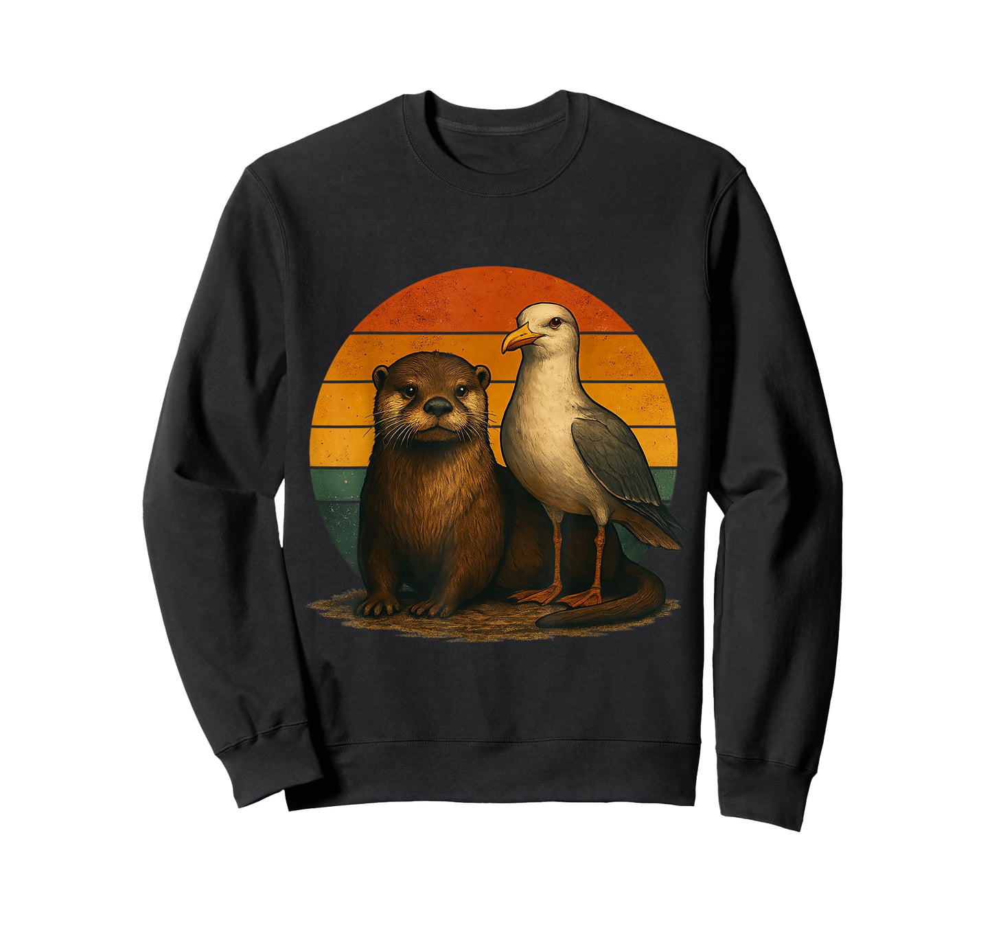 Otter Seagull Retro Animal Friends T-Shirt