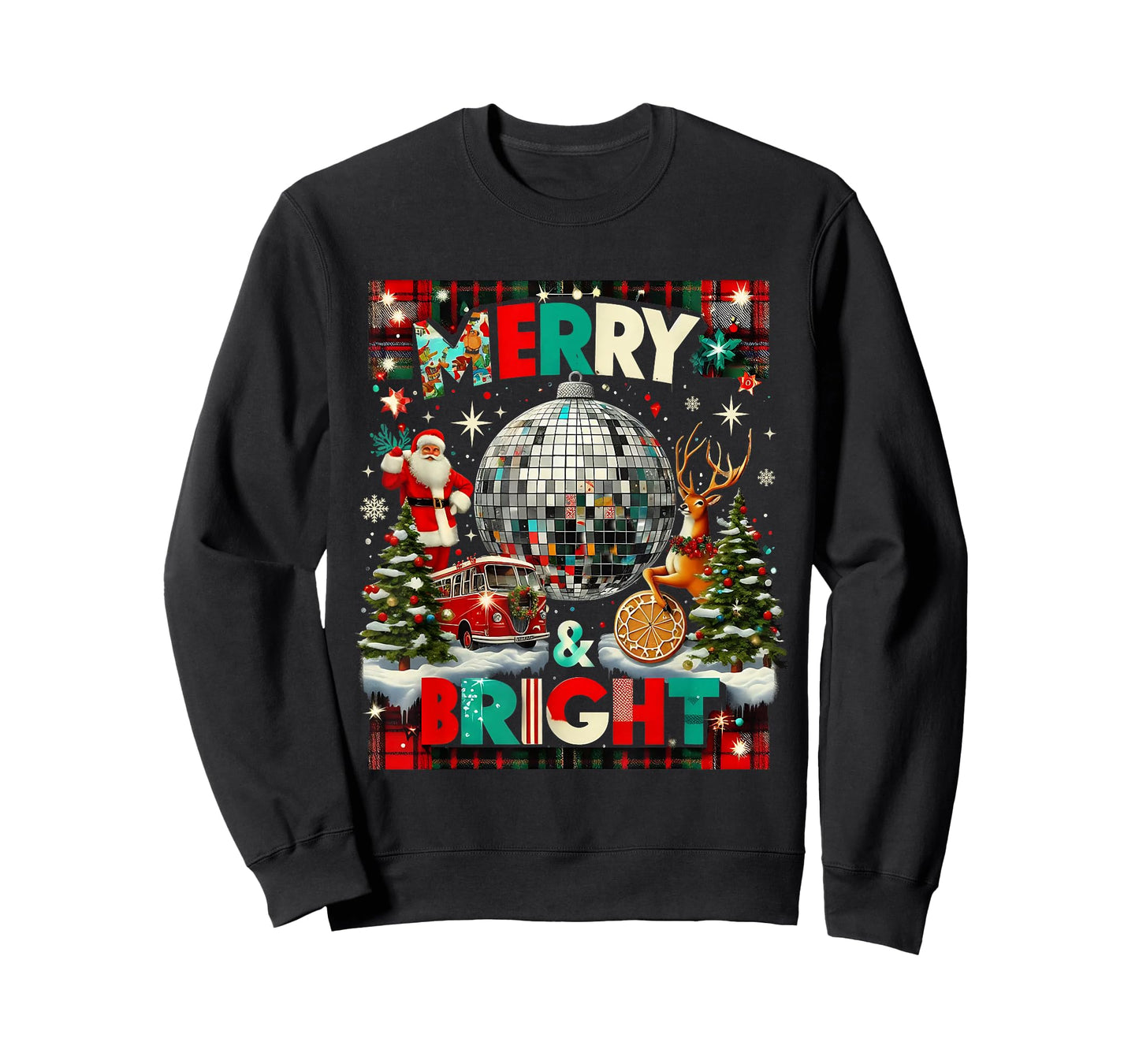 Merry and Bright Retro Christmas Disco Design T-Shirt
