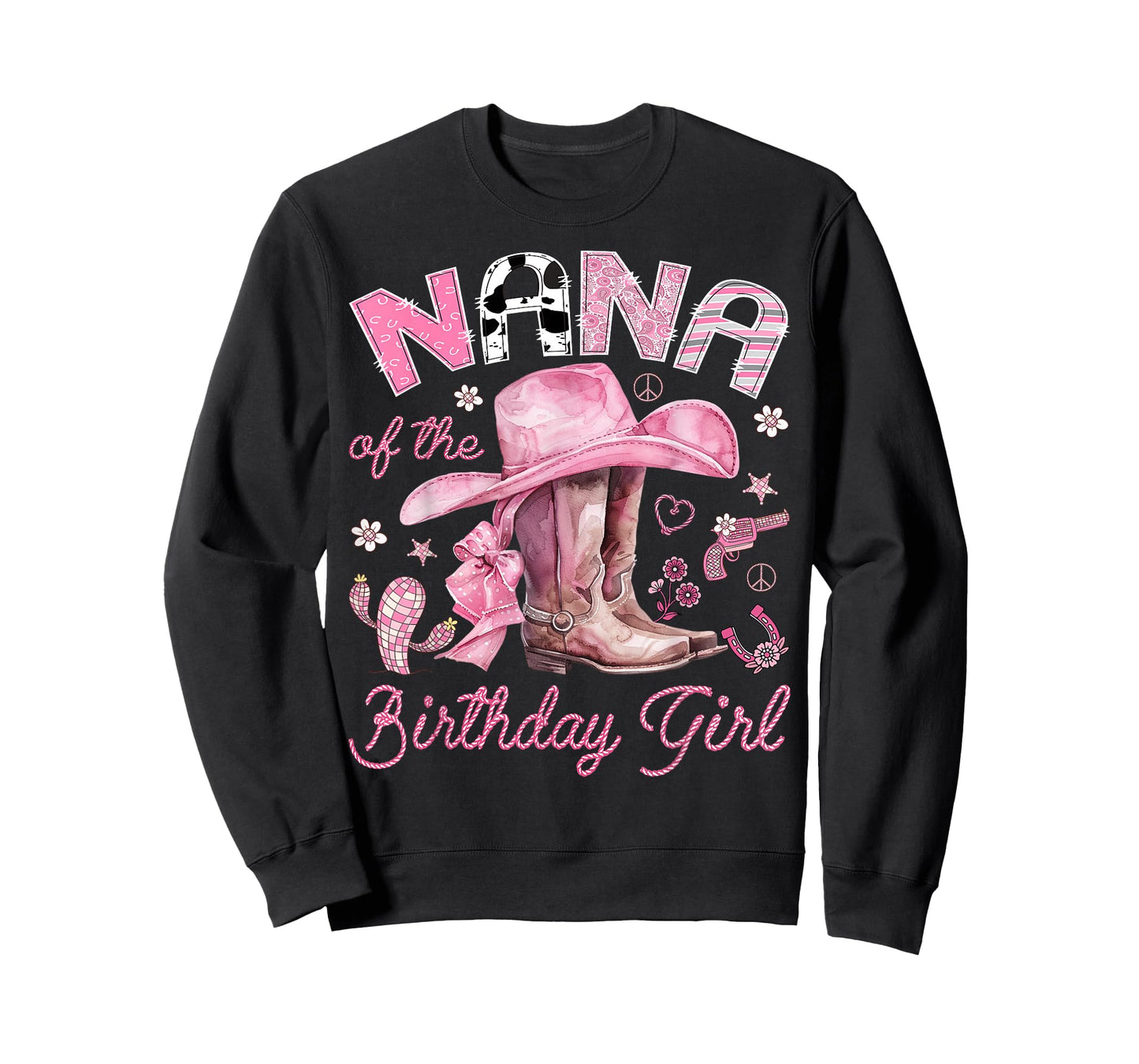 Nana of The Birthday Girl Pink Cowgirl Western Rodeo T-Shirt