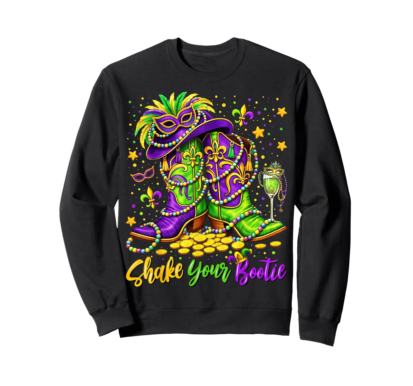 Shake Your Bootie Western Howdy Mardi Gras Boots Cowgirl T-Shirt