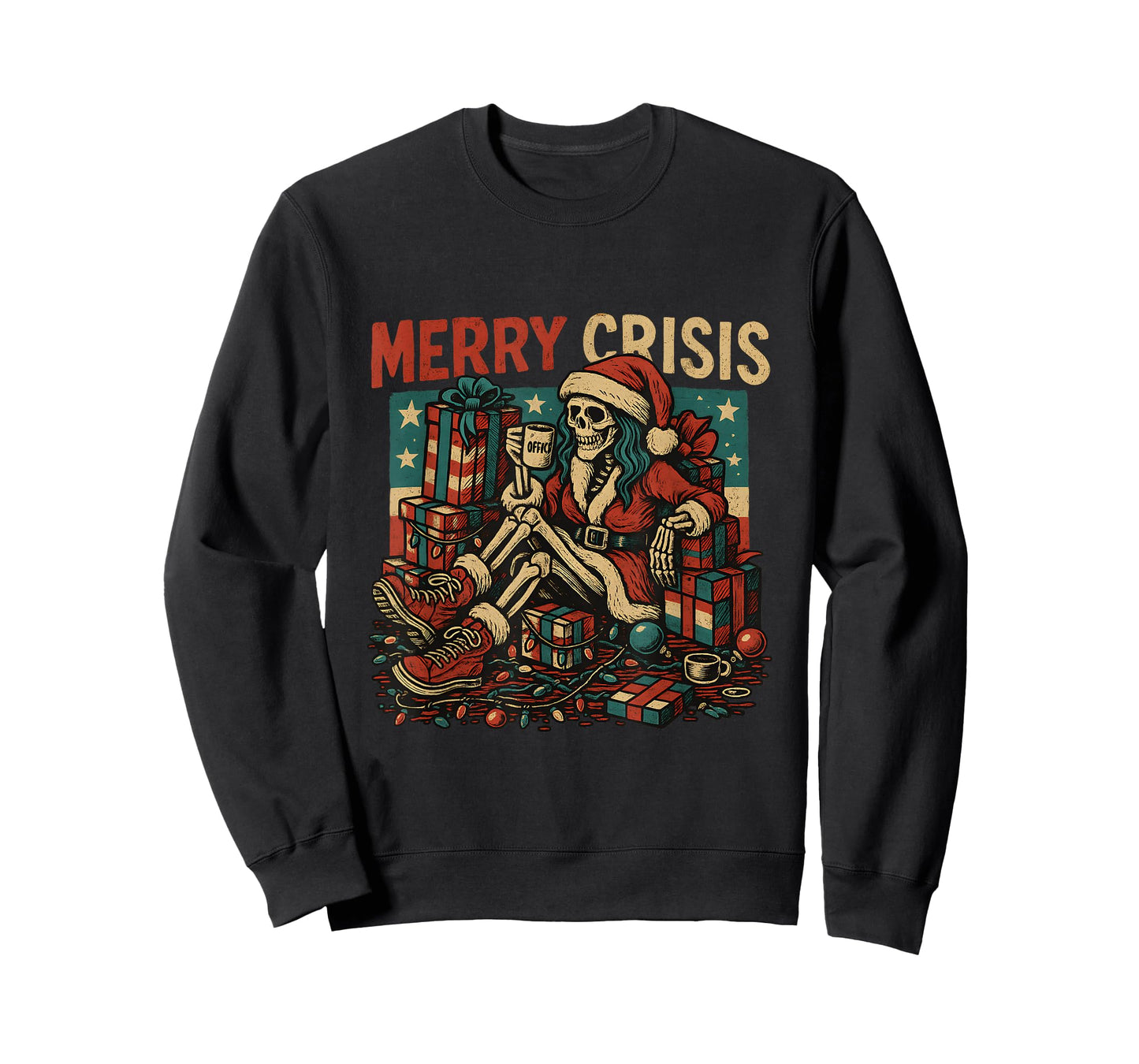 Merry Crisis Skeleton Funny Christmas T-Shirt