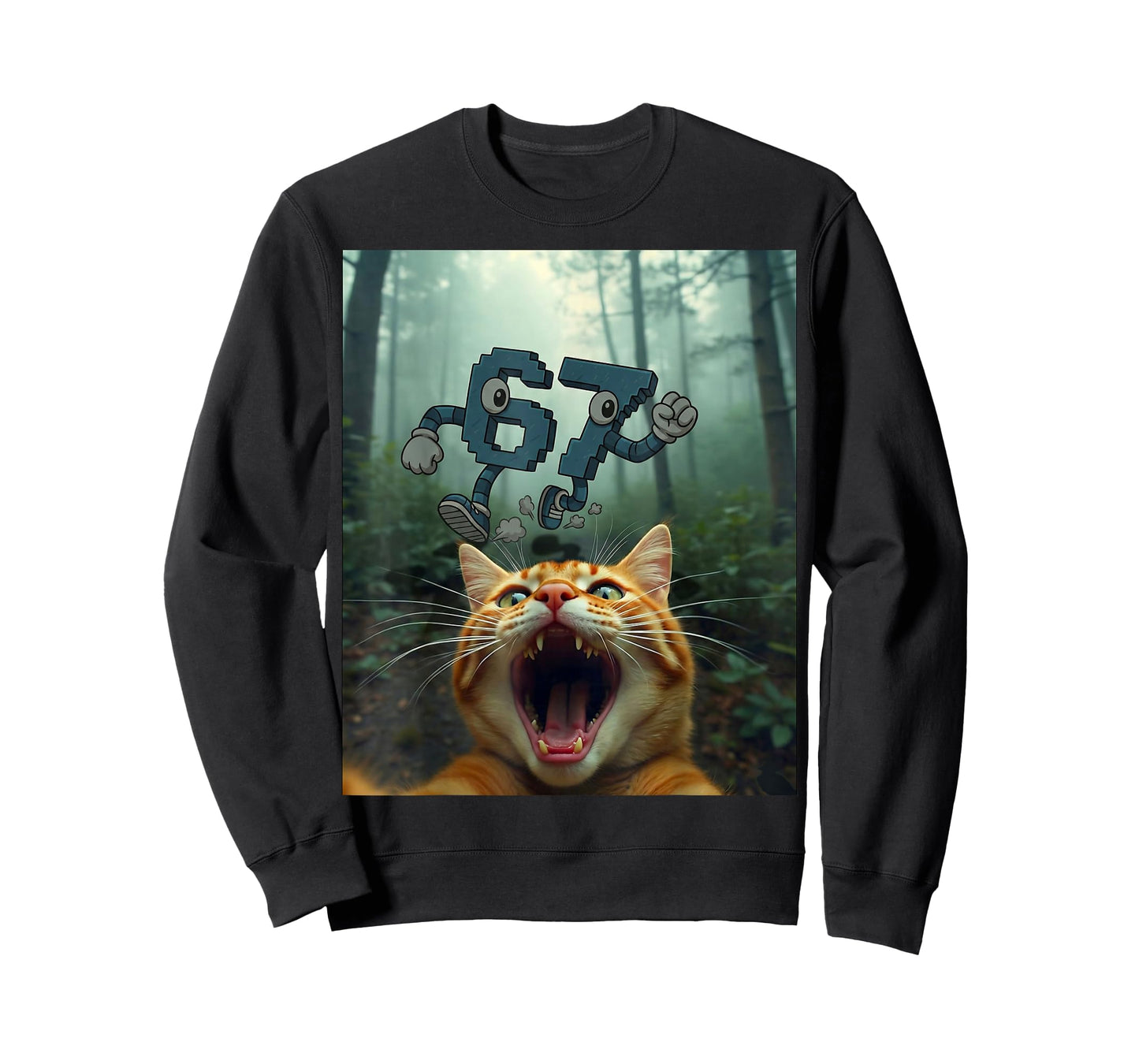 Funny 67 Cat Selfie 6 7 Brainrot Teen Boys Meme Hands Kids T-Shirt