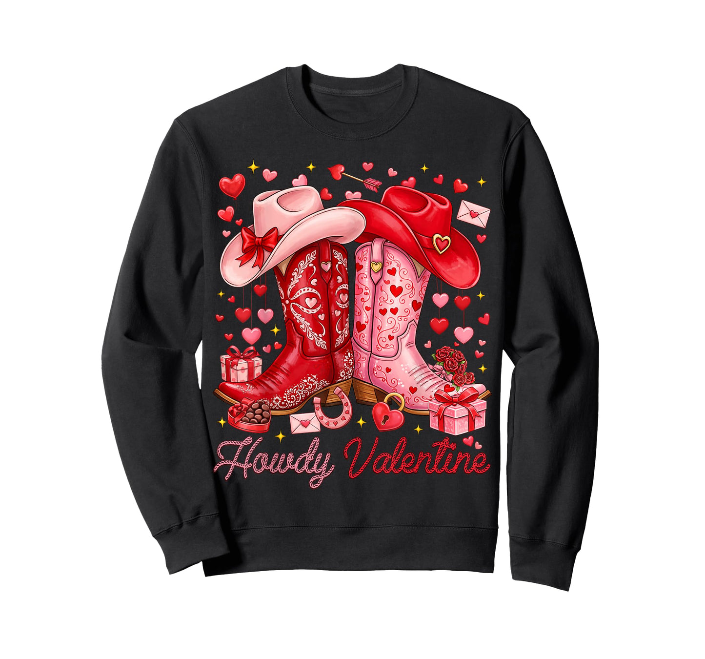 Howdy Valentine Western Cowgirl Boots XOXO Valentine's Day T-Shirt