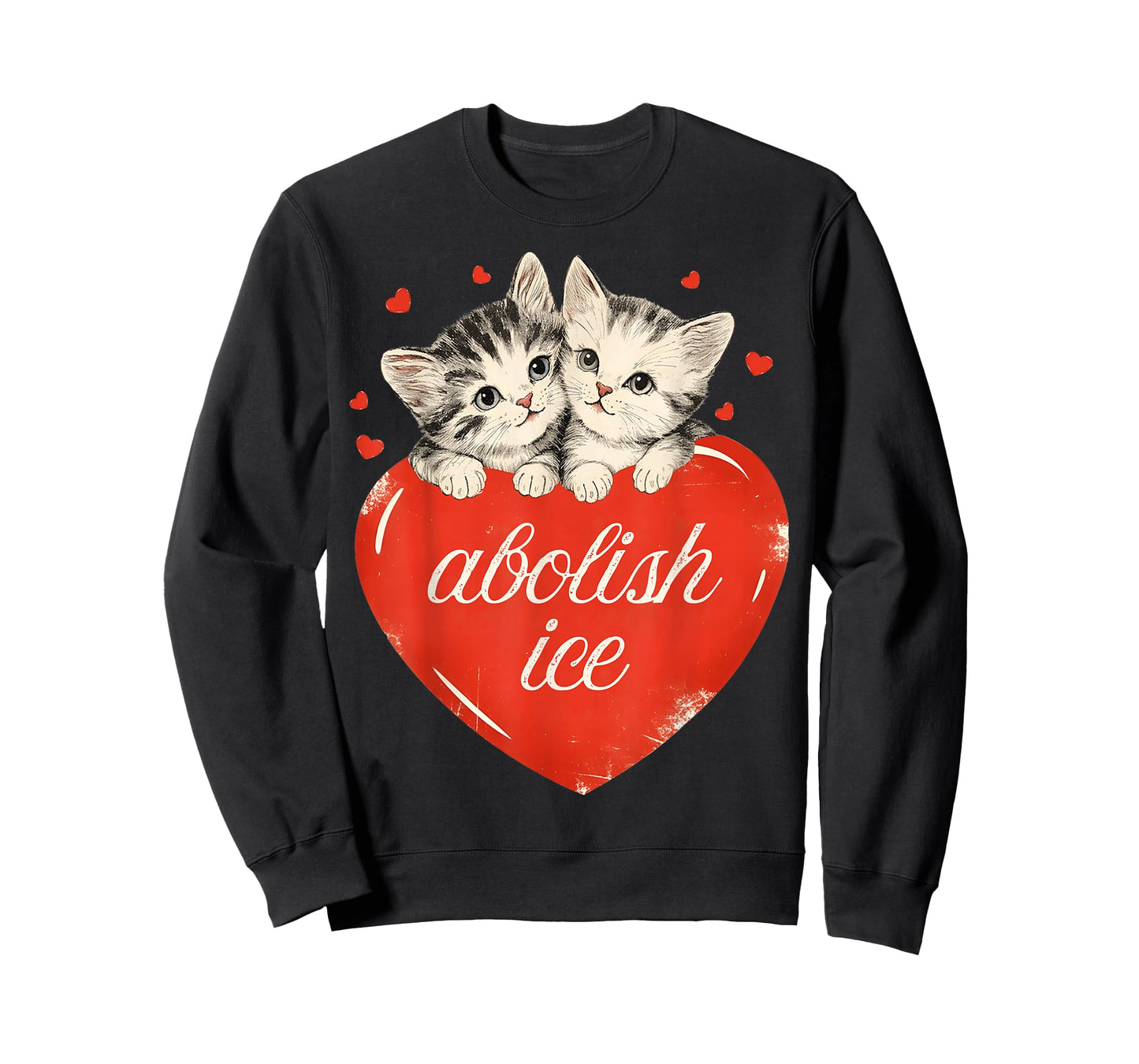 Funny Abolish ICE, Cute Cat Valentines Women Girl T-Shirt