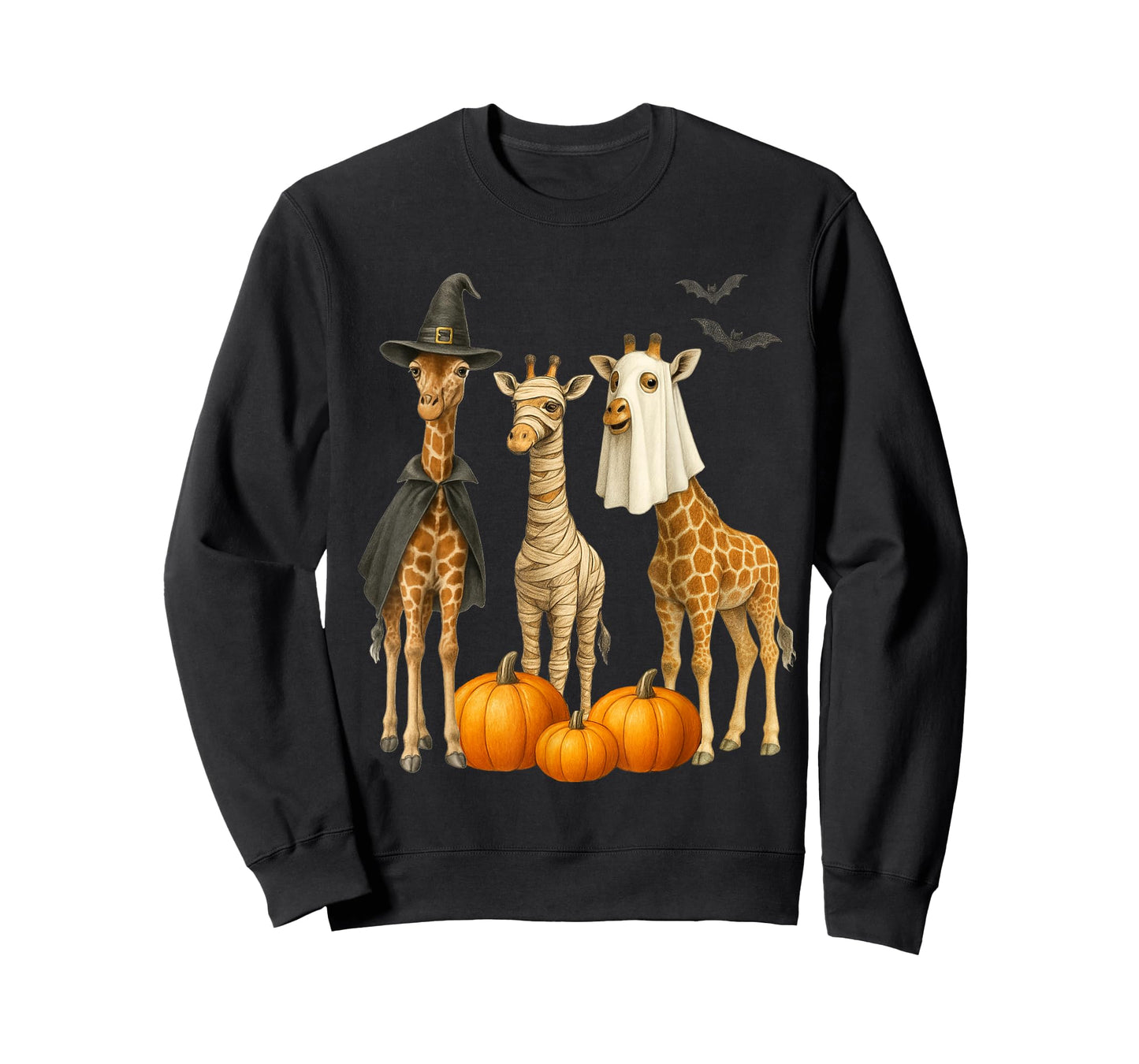Giraffe Boo Mummy Witch Halloween Costume Giraffe Pumpkin T-Shirt