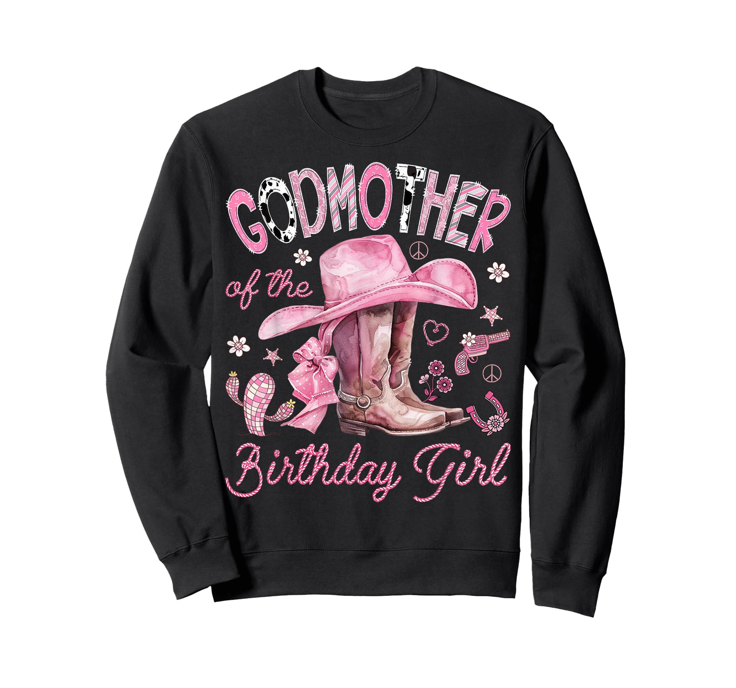 Godmother of The Birthday Girl Pink Cowgirl Western Rodeo T-Shirt