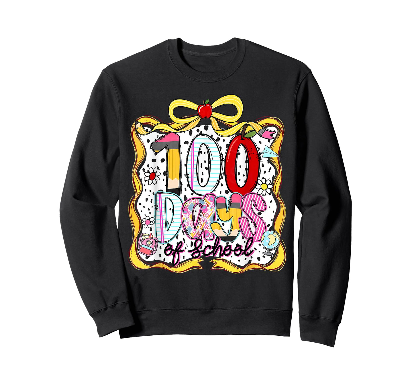 Coquette Bow 100 Days of School Student Teacher Kids Retro T-Shirt