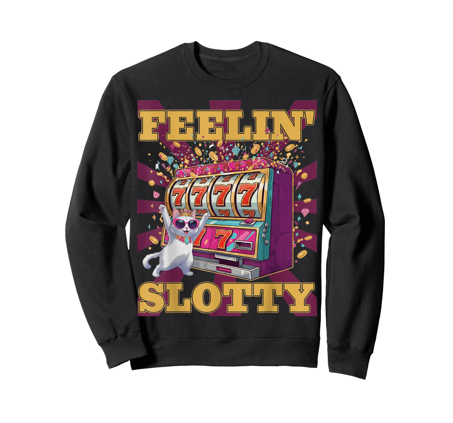 Feeling Slotty – Funny Casino Cat Slot Machine Lucky Jackpot T-Shirt