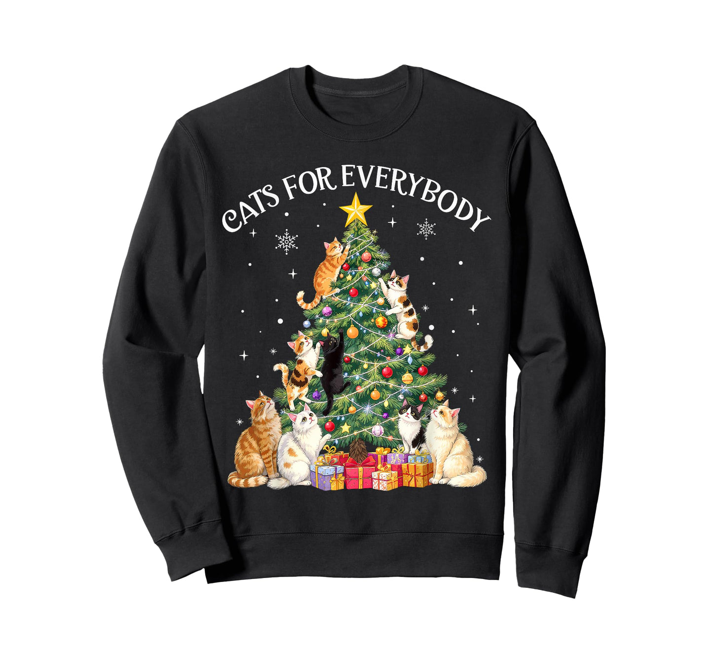 Cats for Everybody Christmas Cat Lover Funny Xmas Tree Light T-Shirt