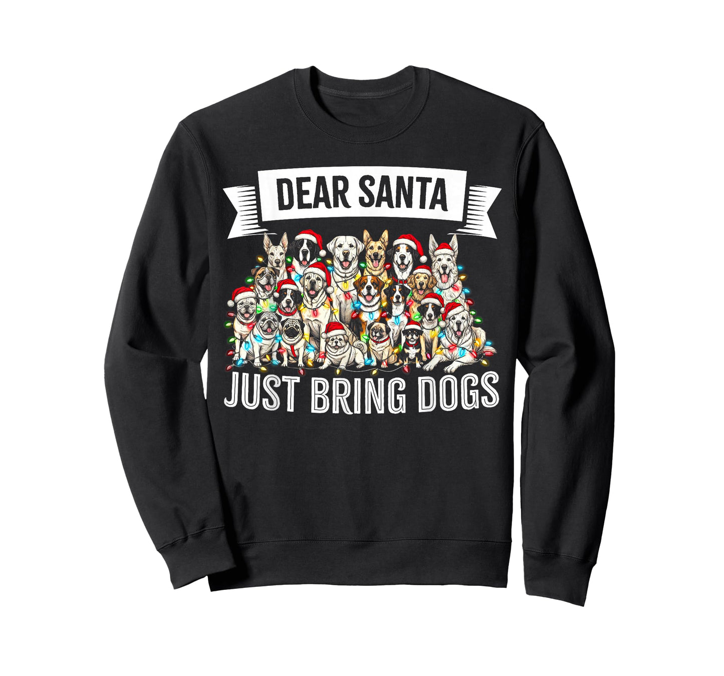 Dear Santa Just Bring Dogs Christmas Lights Dog Love Pajama T-Shirt