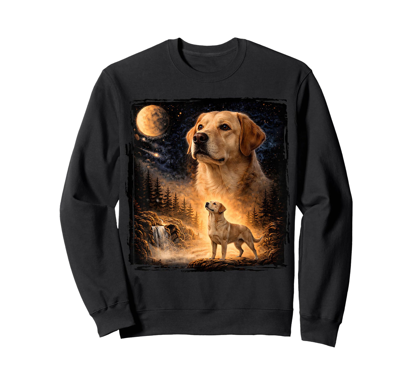 Vintage 90s Labrador Retriever Howling at The Moon Retriever T-Shirt