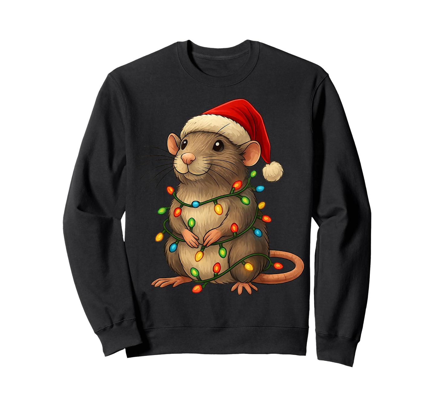 Rat Christmas Pajama Funny Xmas Lights Animals Lover Women T-Shirt