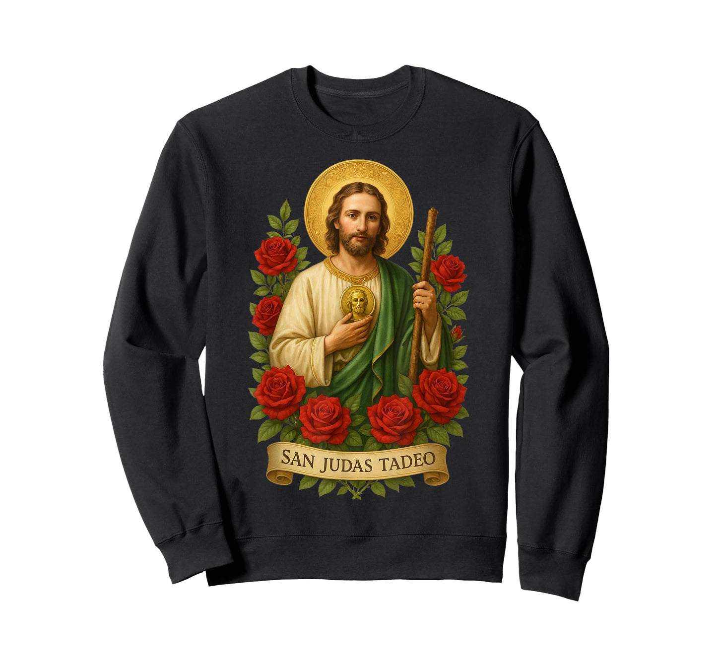 Saint Jude Thaddeus Catholic Art with Red Roses T-Shirt