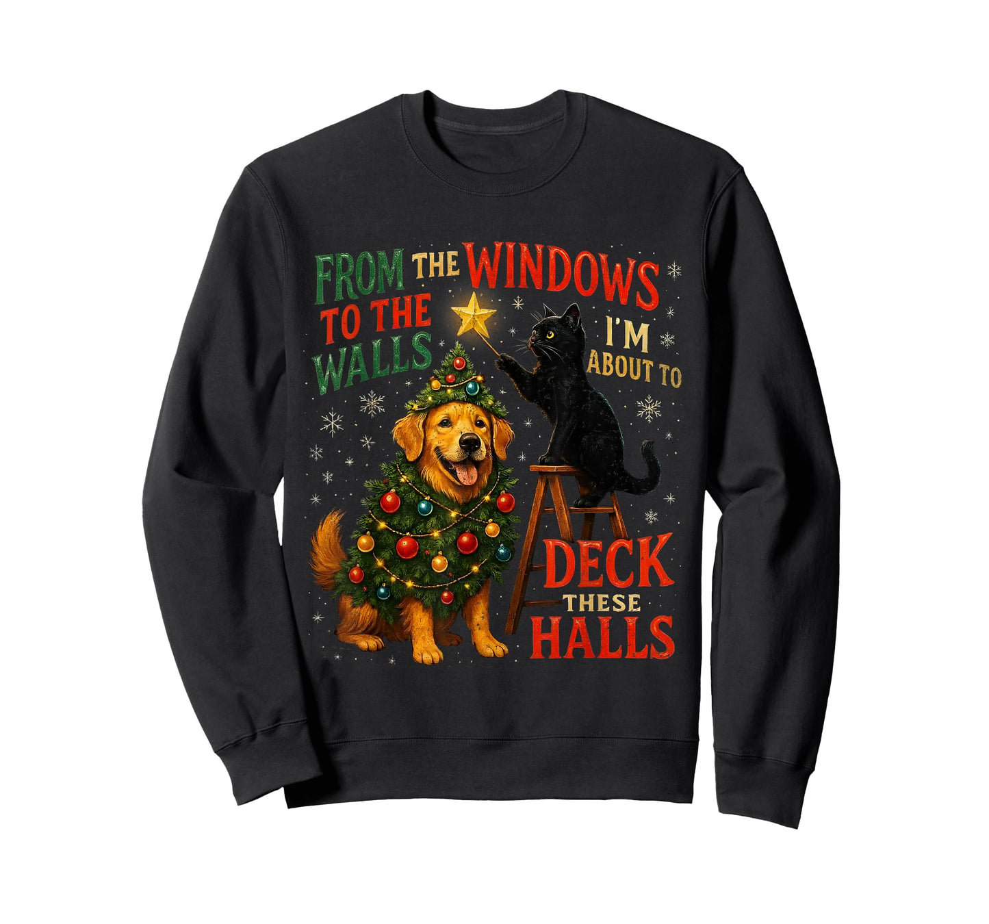 from The Windows to Walls Deck These Halls Pet Xmas T-Shirt