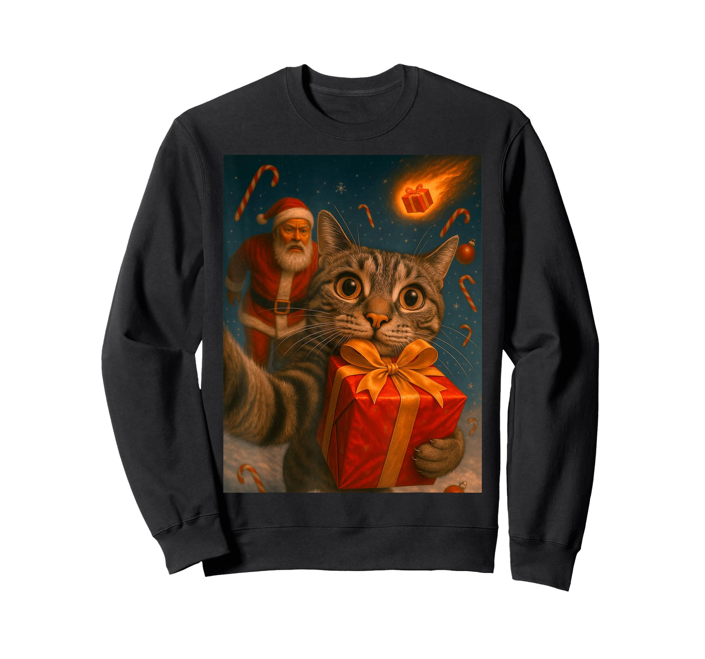 Christmas Cat Shirt - Funny Kitten & Santa T-Shirt