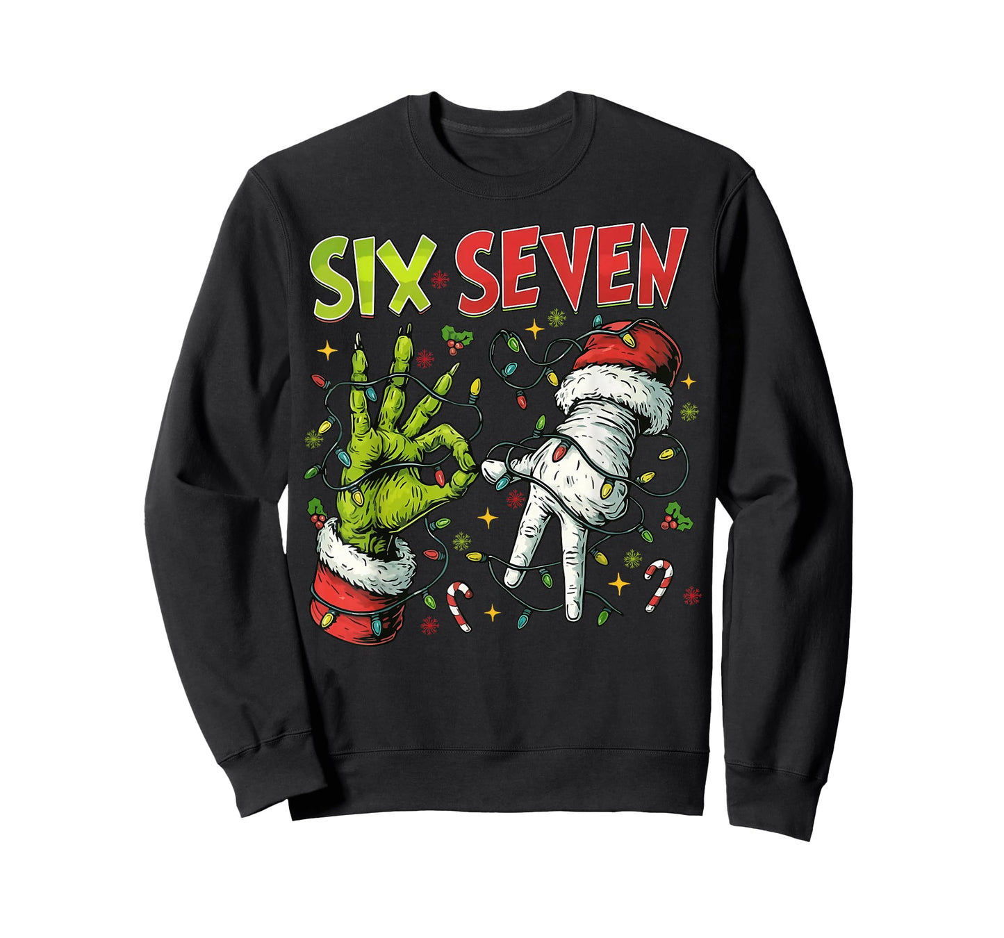 6 7 Six Seven Hand Gen Z Alpha Meme Slang Xmas Christmas T-Shirt