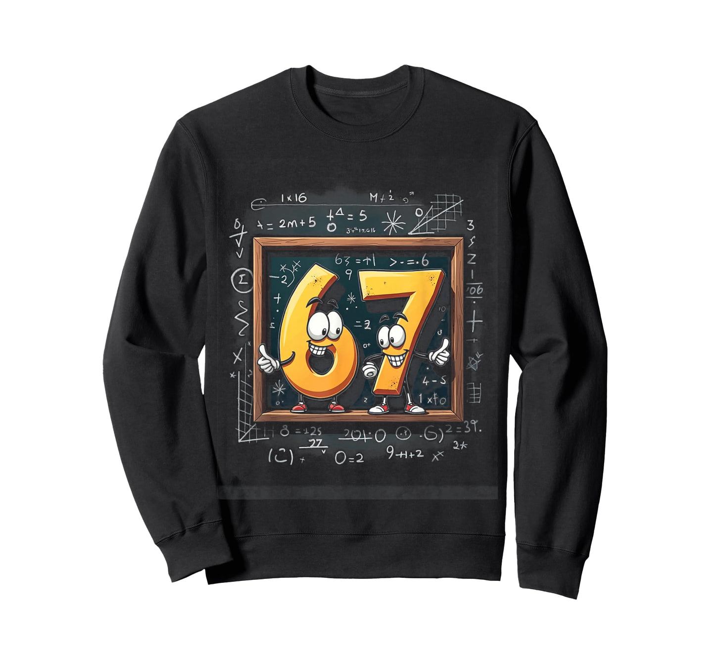 Six Seven Math Meme 67 Chalkboard Cartoon Classroom Humor T-Shirt