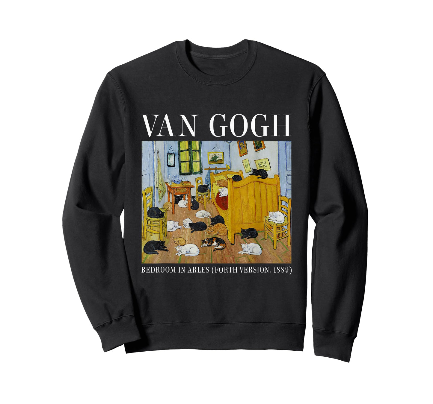 Bedroom Van Gogh Cats Funny Cat Art Paintings T-Shirt