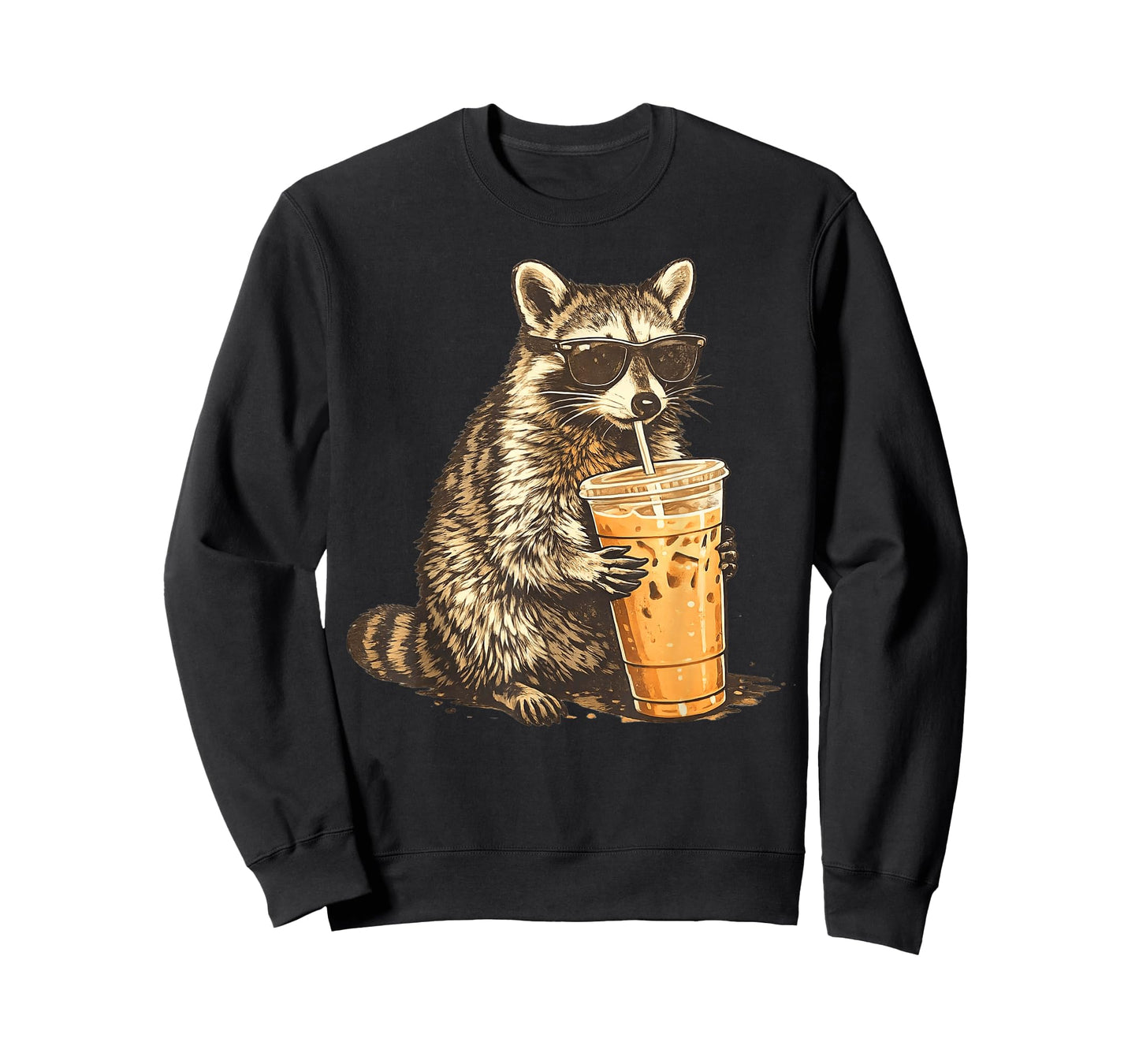 Raccoon Drinking Iced Coffee T-Shirt
