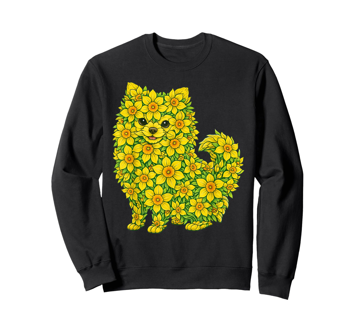 Daffodil Pomeranian Dog Flower Gardening Floral T-Shirt
