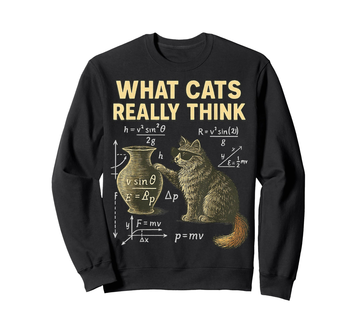 Funny Science Cat Physics What Cats Think Gift Men Women Kid T-Shirt