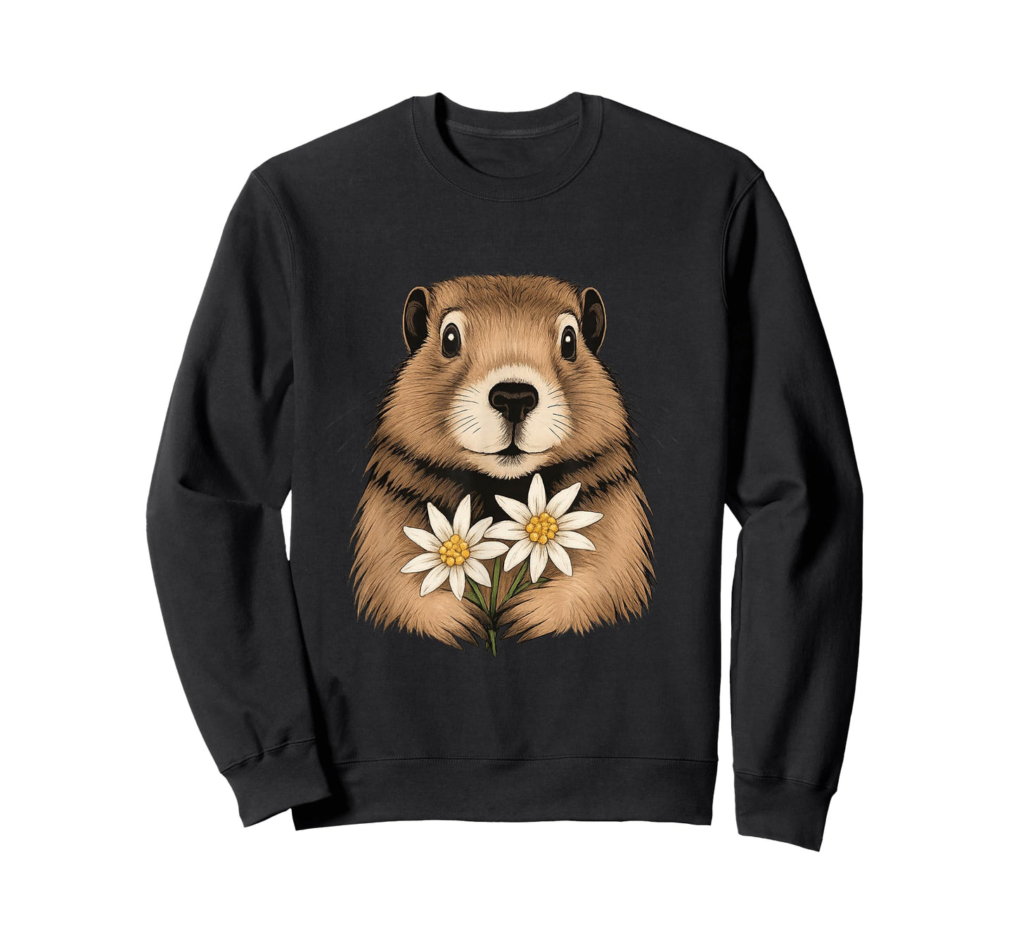 Cute Marmot with Edelweiss Mountain Animal Design for Hikers T-Shirt