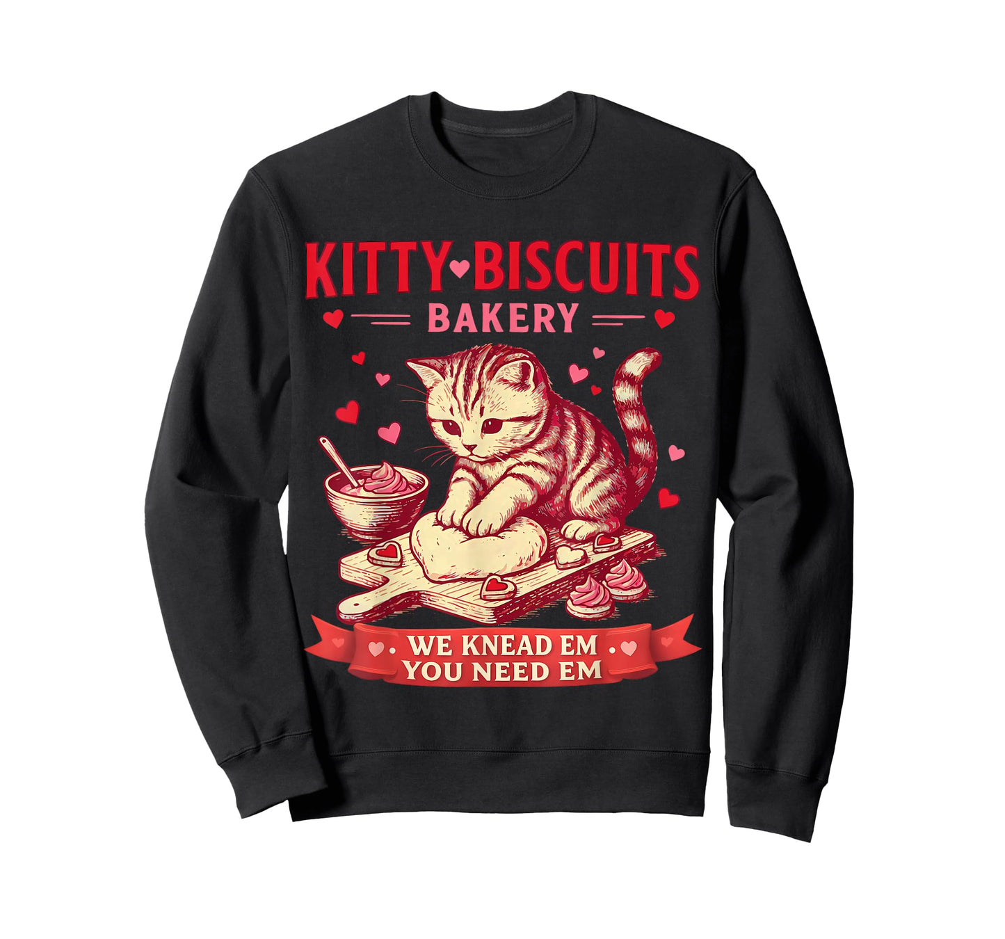 Kitty Biscuits Bakery We Knead Em You Need Em Valentine Cat T-Shirt